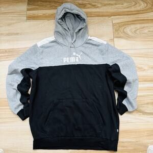 PUMA Sweatshirt Hoodie Youth Black/Gray/white Sz Large Soft Athletic Wear